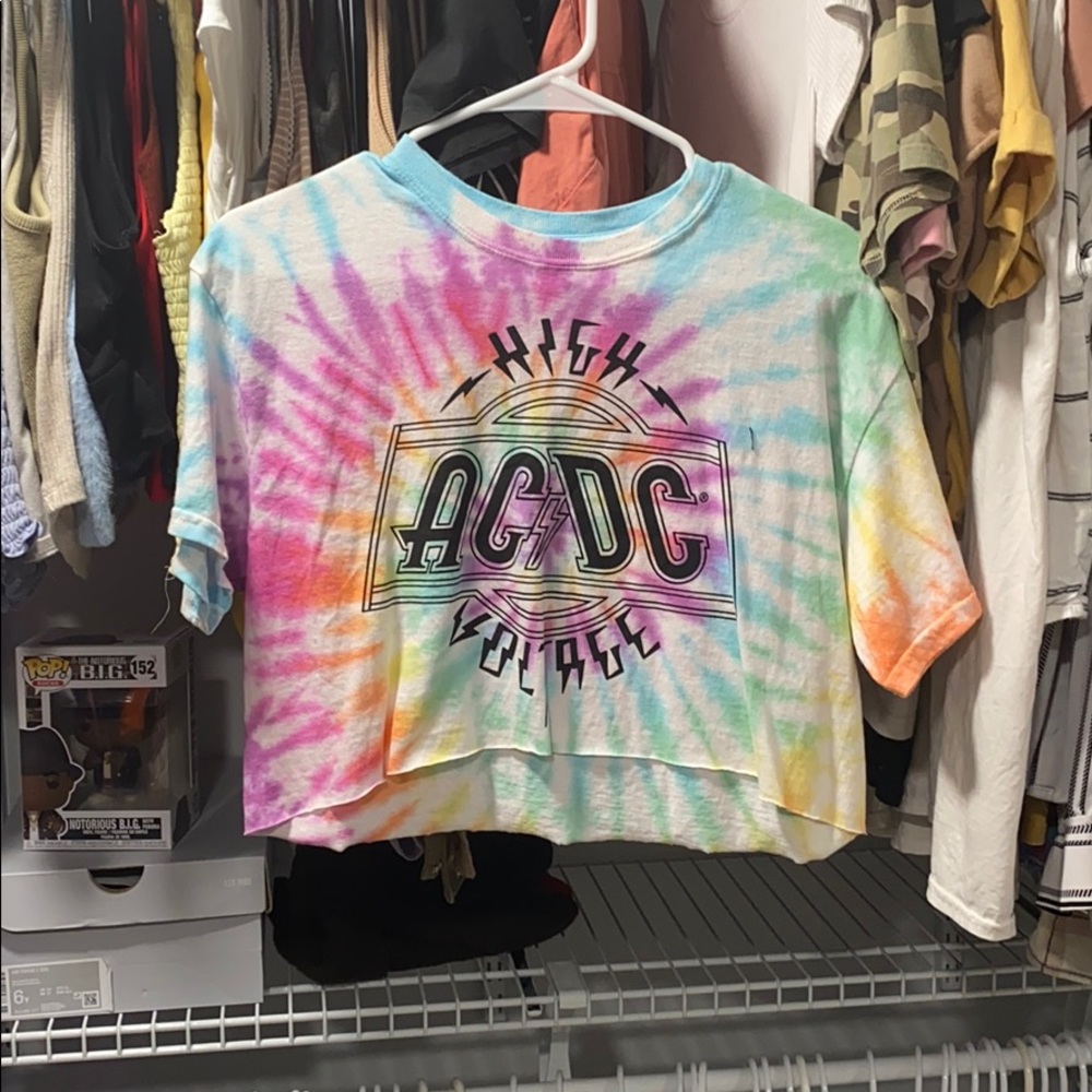 Tie dye AC/DC crop top
